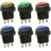 6Pcs 12V-24Vdc 20A Led Interrupteur À Bascule 3 Broches Spst Étanche Rond Power Switch Bouton Contrôle Pour Voiture Auto Bateau Camion (1 X Rouge/Jaune/Vert, 3 X Bleu)