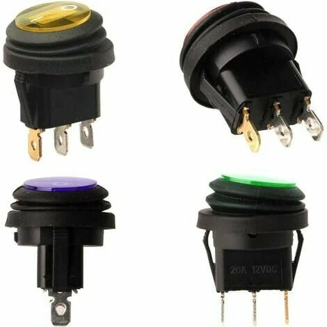 6Pcs 12V-24Vdc 20A Led Interrupteur À Bascule 3 Broches Spst Étanche Rond Power Switch Bouton Contrôle Pour Voiture Auto Bateau Camion (1 X Rouge/Jaune/Vert, 3 X Bleu) 3 6Pcs 12V-24Vdc 20A Led Interrupteur À Bascule 3 Broches Spst Étanche Rond Power Switch Bouton Contrôle Pour Voiture Auto Bateau Camion (1 X Rouge/Jaune/Vert, 3 X Bleu) – Image 3