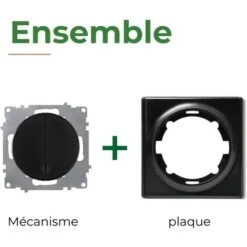 Interrupteur Va-et-vient, Double, Encastré, Avec Plaque De Finition Florence Noir