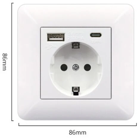 Panneau De Prises Françaises Type-c+USB16A Type 86, Nombre De Prises : 2 Trous, Nombre De Ports USB : 1, Nombre De Ports Type-c : 1, Sûr Et Ferme(façon Verre, Gris) 2 Panneau De Prises Françaises Type-c+USB16A Type 86, Nombre De Prises : 2 Trous, Nombre De Ports USB : 1, Nombre De Ports Type-c : 1, Sûr Et Ferme(façon Verre, Gris) – Image 2