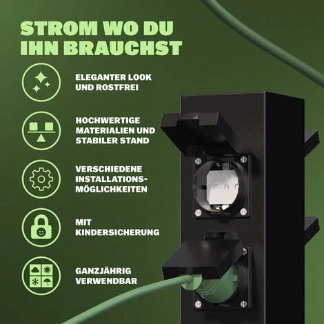 Prise De Jardin IP44 Piquet En Métal Prise Extérieure étanche Colonne D'énergie Multiprise Prise De Courant Jardin 4-fach Steckdose (de) 3 Prise De Jardin IP44 Piquet En Métal Prise Extérieure étanche Colonne D'énergie Multiprise Prise De Courant Jardin 4-fach Steckdose (de) – Image 3