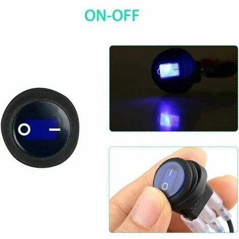 6pcs 12V-24VDC 20A LED Interrupteur à Bascule 3 Broches SPST Étanche Rond Power Switch Bouton Contrôle Pour Voiture Auto Bateau Camion (1 X Rouge/Jaune/Vert, 3 X Bleu) 2 6pcs 12V-24VDC 20A LED Interrupteur à Bascule 3 Broches SPST Étanche Rond Power Switch Bouton Contrôle Pour Voiture Auto Bateau Camion (1 X Rouge/Jaune/Vert, 3 X Bleu) – Image 2