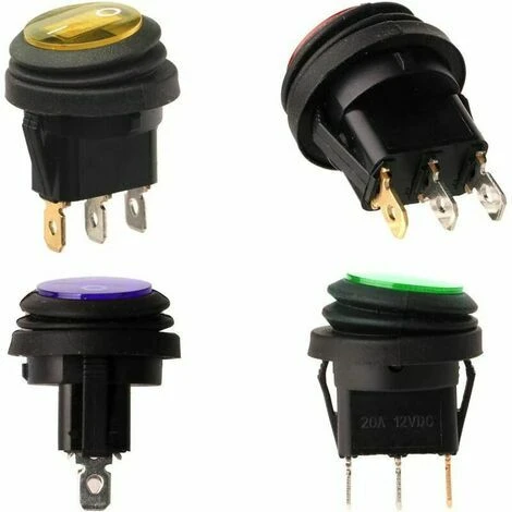 6pcs 12V-24VDC 20A LED Interrupteur à Bascule 3 Broches SPST Étanche Rond Power Switch Bouton Contrôle Pour Voiture Auto Bateau Camion (1 X Rouge/Jaune/Vert, 3 X Bleu) 3 6pcs 12V-24VDC 20A LED Interrupteur à Bascule 3 Broches SPST Étanche Rond Power Switch Bouton Contrôle Pour Voiture Auto Bateau Camion (1 X Rouge/Jaune/Vert, 3 X Bleu) – Image 3