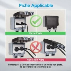 Prise Extérieure étanche Monobloc IP66 étanche Extérieure (prise Double Avec Interrupteur Gris) -Douille Soldes Boutiquec 92628236 5
