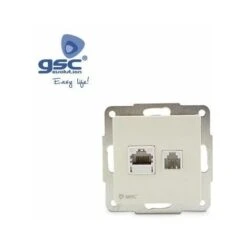 Base De Données RJ11 + RJ45 Blanc 56x56mm GSC 000201016