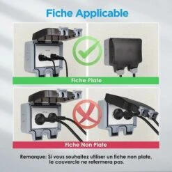 Prise étanche Extérieure Monobloc IP66 étanche Extérieure (double Prise Avec Interrupteur Gris) -Douille Soldes Boutiquec 95328908 5