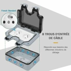 Prise étanche Double Prise électrique Extérieure IP66 Prise Murale étanche -Douille Soldes Boutiquec 96329596 3