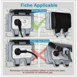Prise étanche Double Prise électrique Extérieure IP66 Prise Murale étanche -Douille Soldes Boutiquec 96329596 5