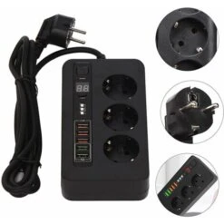 Multiprise Professionnelle, Prise 3 Voies, Protection De Sécurité, Prise Multiple Avec 5 USB, Protection Contre Les Surtensions, Pour Cuisine, Bureau, Smartphones, Tablettes 9 Multiprise Professionnelle, Prise 3 Voies, Protection De Sécurité, Prise Multiple Avec 5 USB, Protection Contre Les Surtensions, Pour Cuisine, Bureau, Smartphones, Tablettes -Douille Soldes Boutiquec 96931454 5