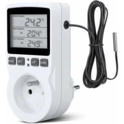 Prise Thermostat, Prise Minuteur Digital, Prise Programmable Digitale Avec Sonde, Minuterie Numérique Programmable, Prise Thermostat Chauffage Pour Serre, Aquarium -