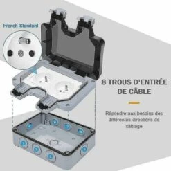 Prise étanche Double Prise Extérieure IP66 Prise Murale étanche Style1- -Douille Soldes Boutiquec 99623818 3