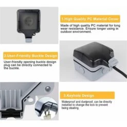 Prise De Courant Extérieure à 1 Voie, Prise Murale IP66 Pour L'extérieur, Prise De Courant Extérieure à Contact De Protection En Saillie Résistante Aux Intempéries, Prise De Courant Extérieure Extérie -Douille Soldes Boutiquec 99623874 3